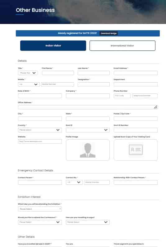 Satte Visitor Registeration Form